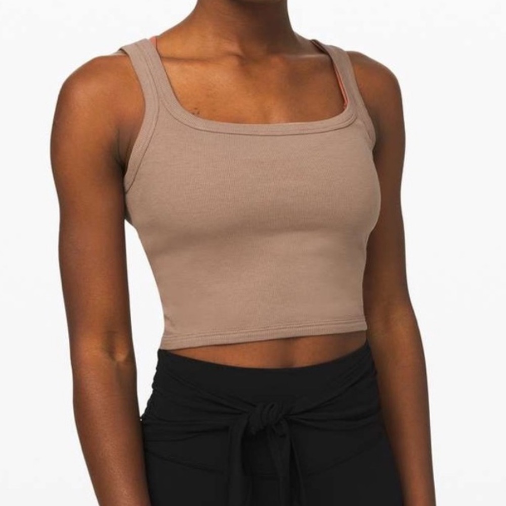 Lululemon Held Tight Tank Top rib knit seacell pimacotton Size 10